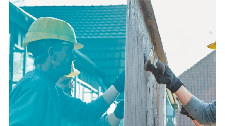 Nanesenie hmoty weber.therm style Klebemortel 2K na podklad hladkou stranou hladidla