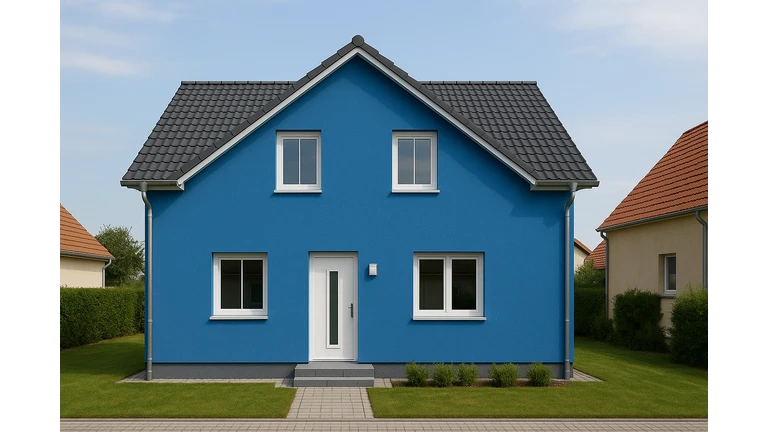 Modrý odtieň weber color.line na fasáde Modrý odtieň weber color.line na fasáde